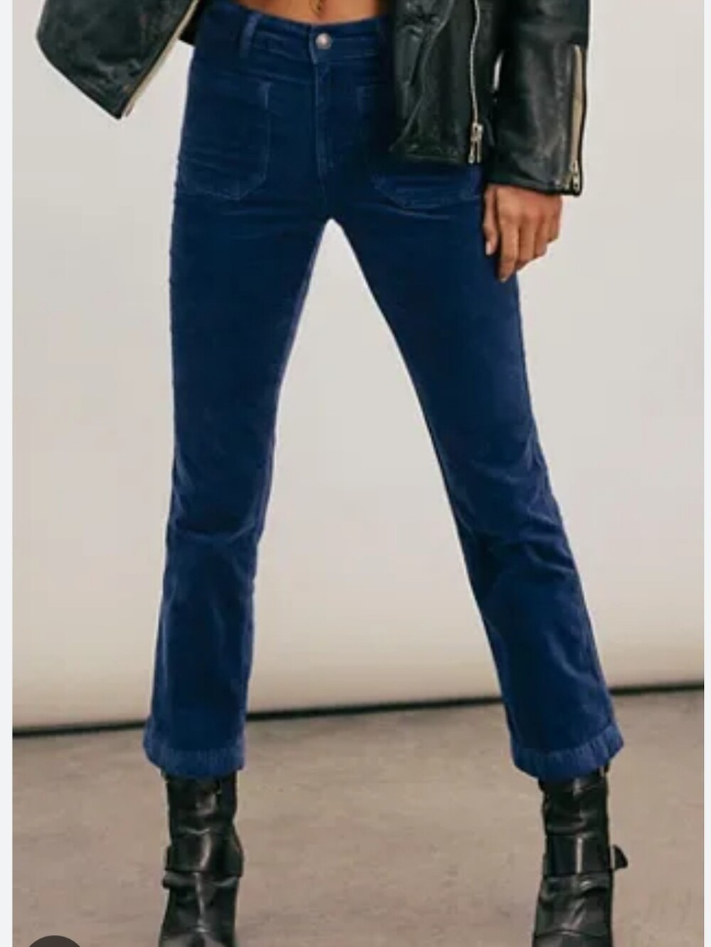 Free People High Time Velvet Kick Flare Deep Blue Corduroy Pants